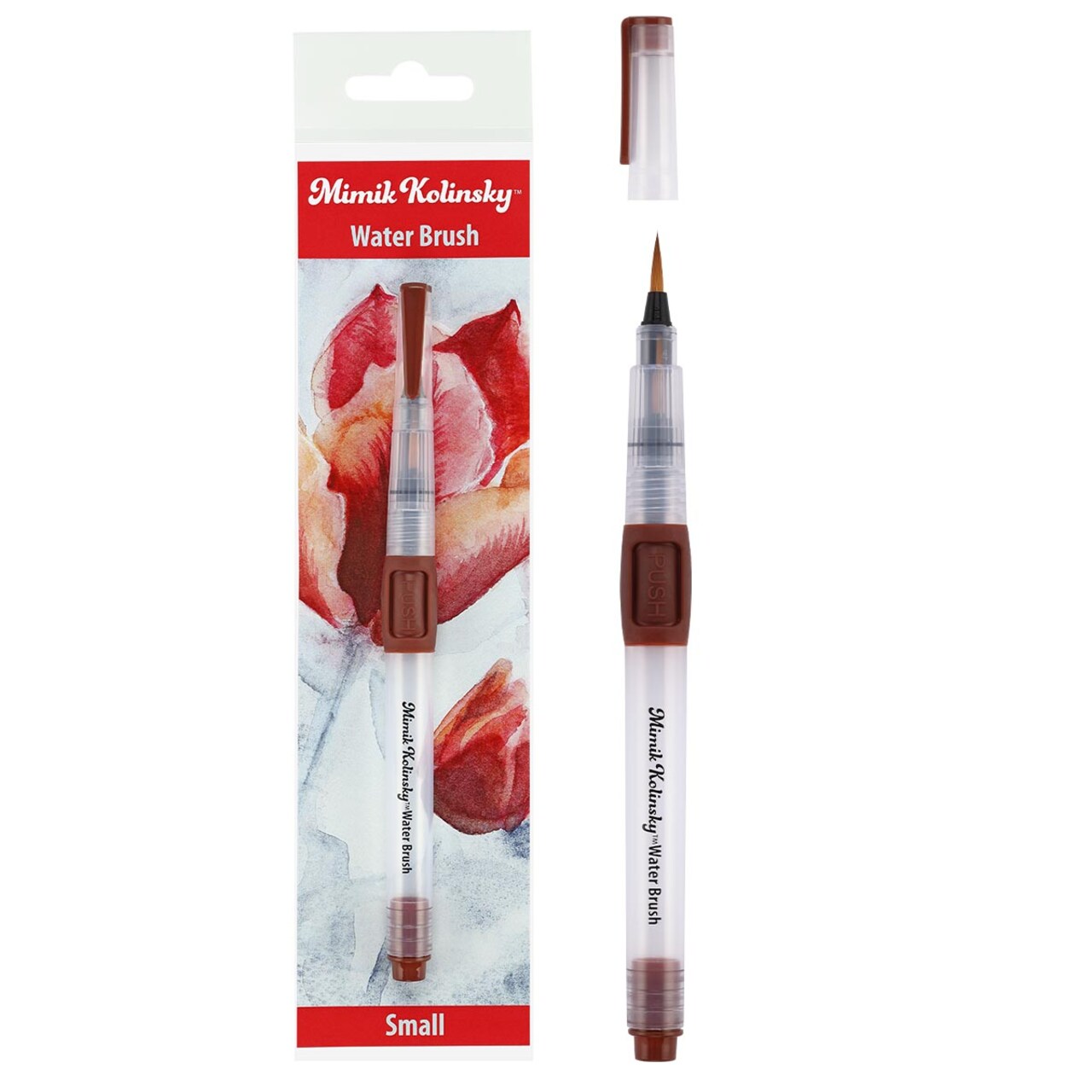 Mimik Kolinsky Synthetic Water Brushes - Handmade in Germany, Watercolor Brushes with Highly Absorbent Bristles, See-Through Water Reservoir, Perfect for Ink & Liquid Watercolor On-the-Go